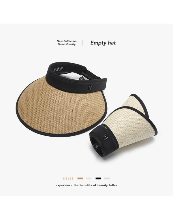 Sun hat women's UV protection outdoor straw hat large brim