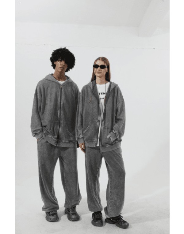 350 grams heavyweight washed vintage zipper hoodie for men with a hood, retro and loose fit, suitable for Instagram fashion.