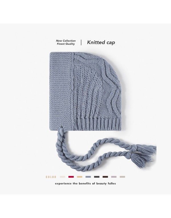 Chic Korean Winter Balaclava - Trendy Knit Face Cover Hat with Drawstring for Women