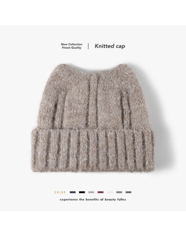 Womens Cat Ear Beanie Hat - Thick Warm Slouchy Knitted Cap for Outdoor Winter