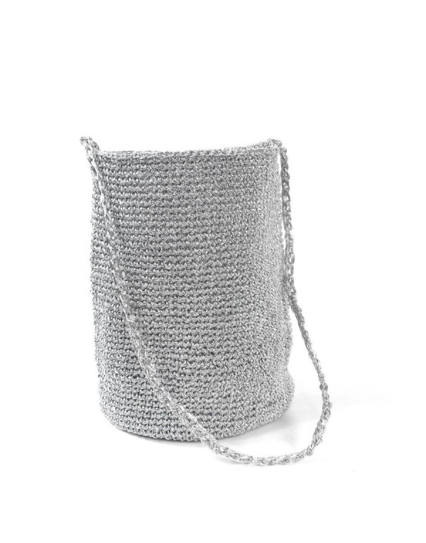 2025 new niche design woven simple silver handbag bag with large capacity bucket bag